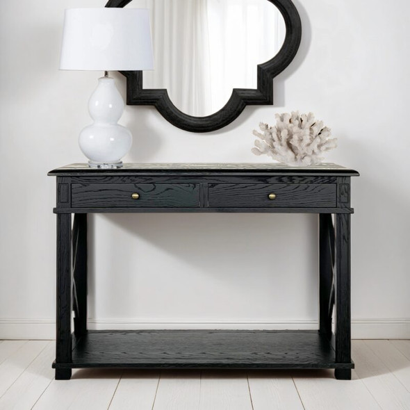 Xavier Console Table Small - Black Oak - Hamptons style