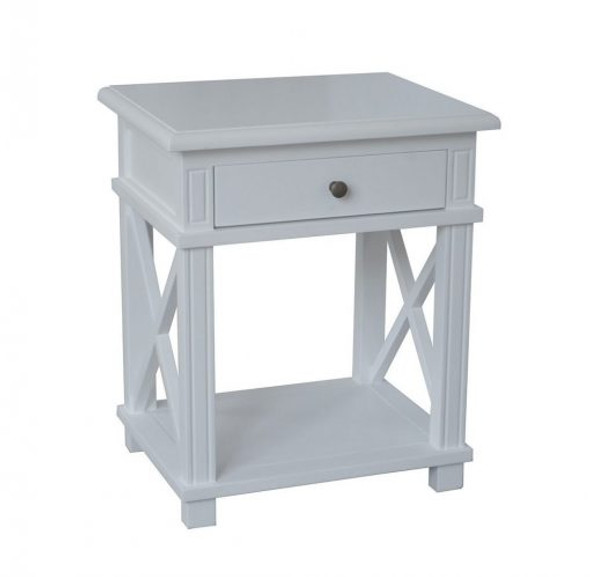 Xavier Bedside Table 60cm High - Hamptons Matt White Xavier Bedside Table 60cm High - Hamptons Matt White