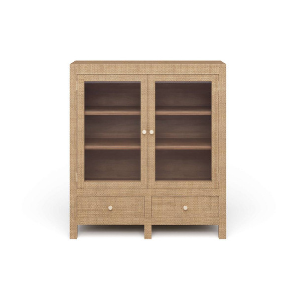 Kagu 2 Doors Sideboard w/ Rattan - Size: 122H x 109W x 41D (cm) - Mid-Century Modern style