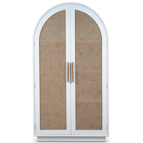 Vannes Wardrobe w/ Rattan Door - Size: 210H x 115W x 64D (cm) - Mid-Century Modern style