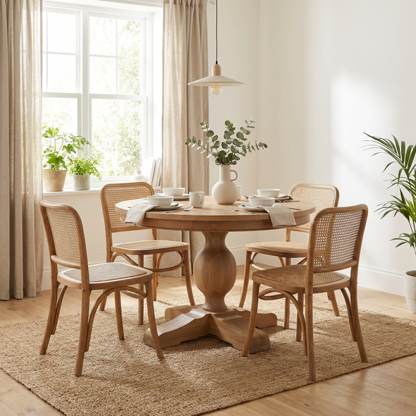 Lisbon Round Dining Table 120cm - Natural Oak - French Provincial style