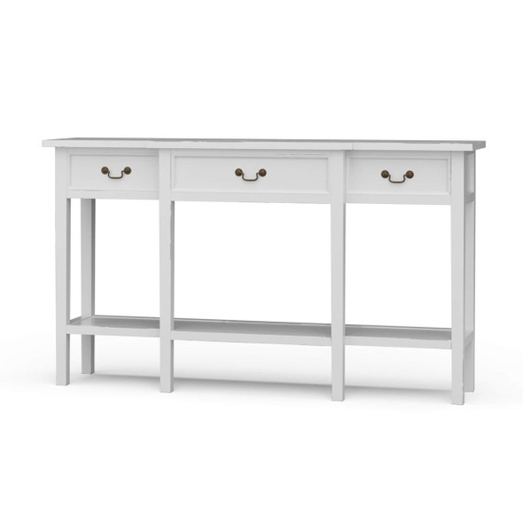 Amherst Narrow Console Table - Architectural White - Size: 80H x 140W x 32D (cm) - Hamptons style