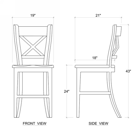 Somerset Crossback Counter Stool - Size: 108H x 48W x 54D (cm)