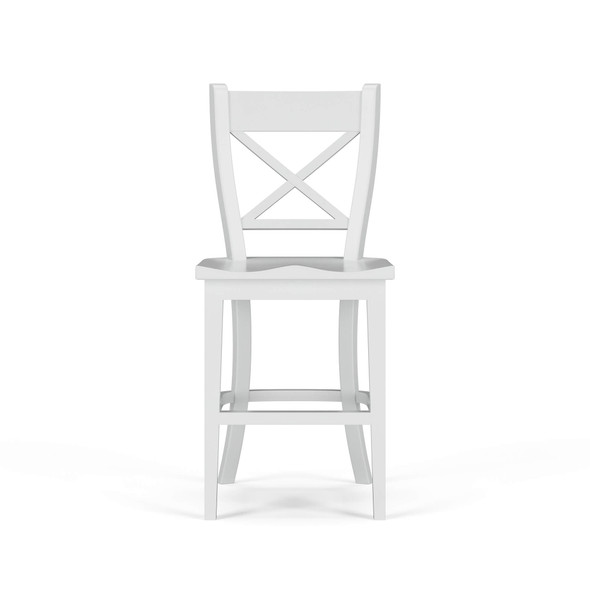 Somerset Crossback Counter Stool - True White / Light Distressed - Size: 48H x 54W x 108D (cm) - French Provincial style