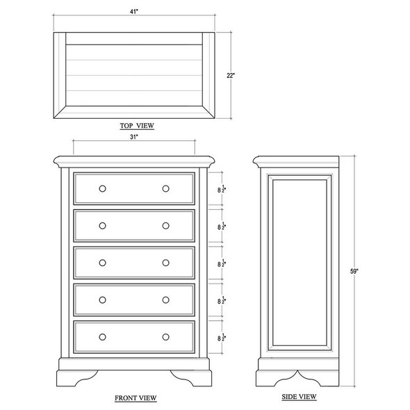 Huntley 5 Drawer Chest - Solid Timber Farmhouse style Bedroom furniture