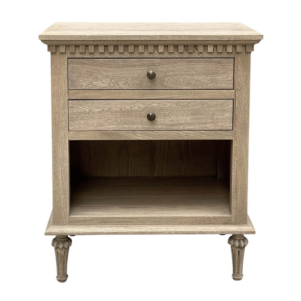 Marie Open Bedside Table - Weathered Oak - Hamptons style
