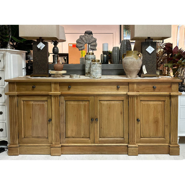 Roosevelt 4 Door Buffet - Antique French Oak - Size: 90H x 197W x 49D (cm) - French Provincial style