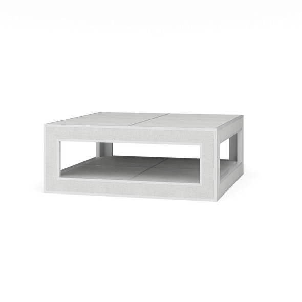 Finsbury Square Coffee Table - True White / Rattan White Wash - Size: 107H x 107W x 42D (cm) - Mid-Century Modern style