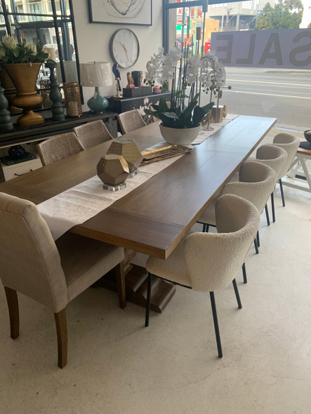 Provincial Trestle Dining Table 3m - Straw Wash