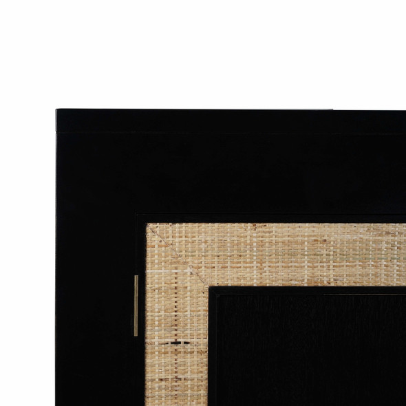 Fleet 2 Door Sideboard w/ Rattan - Batavia Black / Rattan Natural - Solid Timber Mid-Century Modern style Dining Room furniture