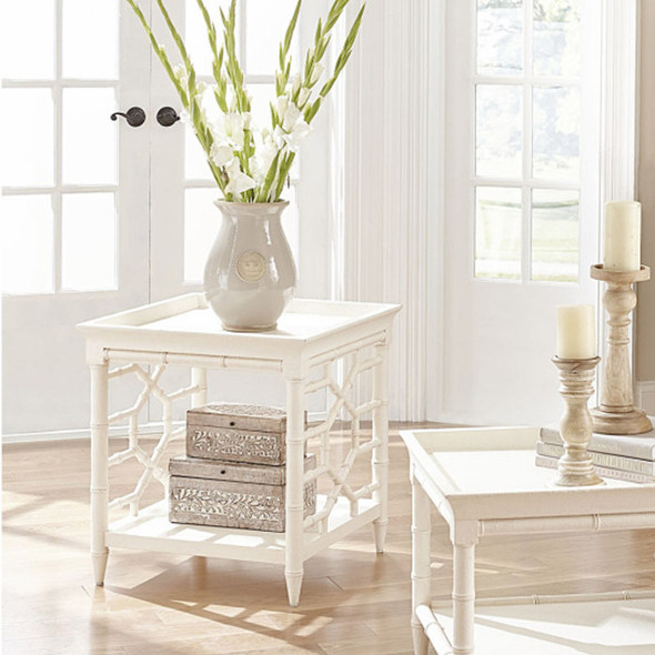 Grosvenor End Table - True White - Size: 60H x 60W x 63D (cm) - Gustavian style