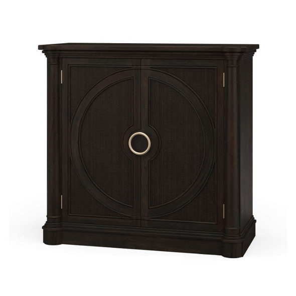 Pimlico 2 Door Sideboard - Black Wash / Rattan Black Wash - Size: 104H x 109W x 43D (cm) - Art Deco style