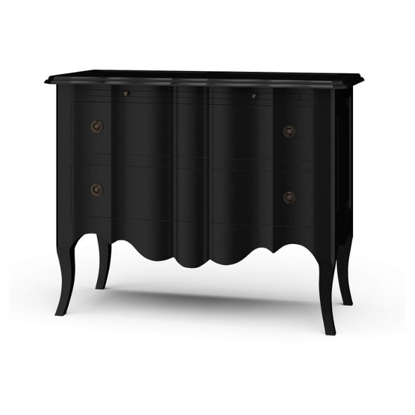 Monaco 2 Drawer Dresser - Batavia Black - Size: 80H x 102W x 46D (cm) - French Provincial style