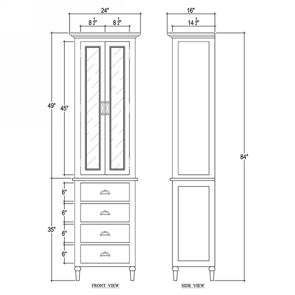 Jefferson Tall Bath Cabinet - Architectural White / Ripe on the Vine Artwork - Solid Timber Hamptons style Bathroom & Laundry furniture