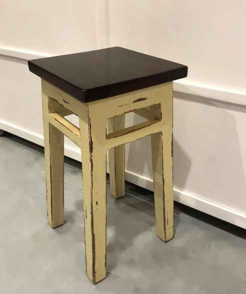 Kitchen Island Stool - French Cream / Aged Classic - Size: 61H x 35W x 35D (cm) - Coastal style