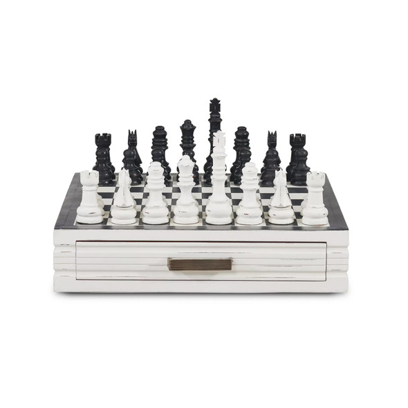 Chess Set Anna - Black Antique / White Antique - Size: 59H x 59W x 13D (cm) - Traditional style