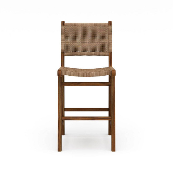 Logan Counter Stool w/ Rattan - Teak - Solid Timber Hamptons style Kitchen furniture