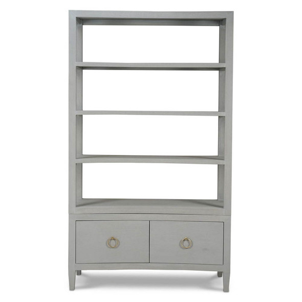 Westminster Concave Linen Wrapped Shelving Unit - Solid Timber Mid-Century Modern style Living Room furniture