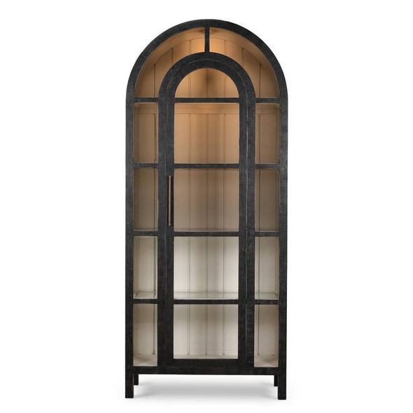 Vannes Display Cabinet w/ Glass Shelves and LED Lights - Solid Timber Mid-Century Modern style Dining Room furniture