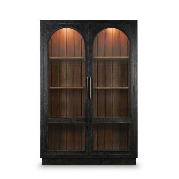 Vannes 2 Door Display Cabinet w/ Glass Shelves and LED lights - Solid Timber Mid-Century Modern style Dining Room furniture