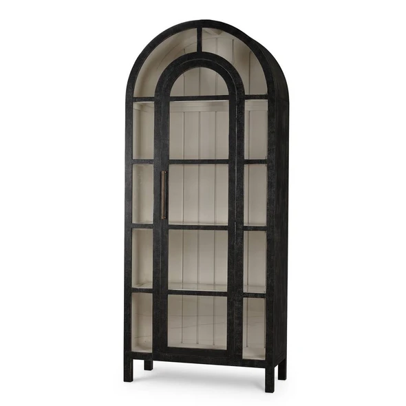 Vannes Display Cabinet w/ Glass Shelves - Solid Timber Mid-Century Modern style Dining Room furniture