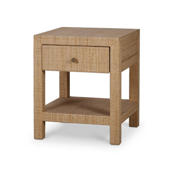 Kagu 1 Drawer Nightstand w/ Rattan - Size: 61H x 51W x 51D (cm) - Mid-Century Modern style