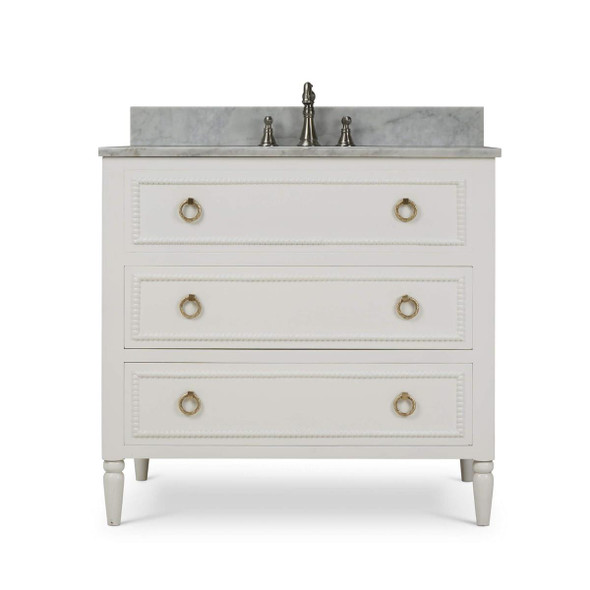 Cholet Single Vanity w/ Sink & Marble Top - Traditional style Bath & Laundry furniture