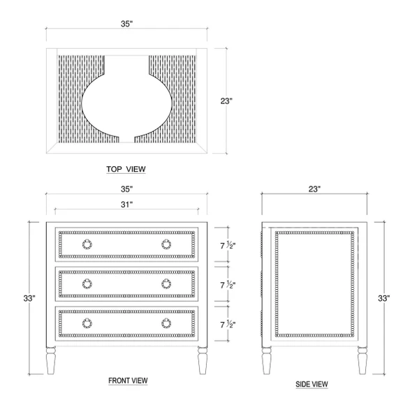 Cholet Single Vanity - without Top/Sink - Solid Timber Traditional style Bathroom & Laundry furniture