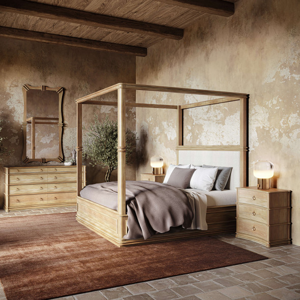 Battersea Canopy Bed King - Size: 220H x 207W x 227D (cm) - Mediterranean style