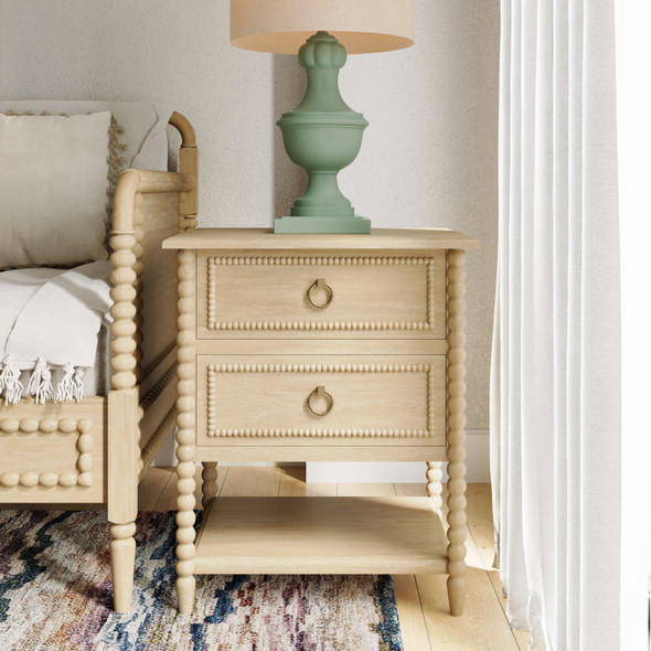 Cholet 2 Drawer Bedside Table w/ Shelf - Solid Timber Traditional style Bedroom furniture