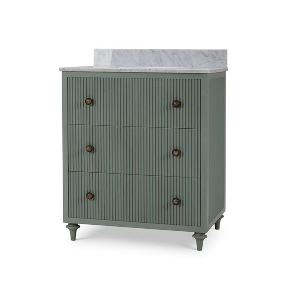 Kraton Single Vanity w/ Sink & Marble Top - Size: 102H x 77W x 60D (cm) - Mid-Century Modern style