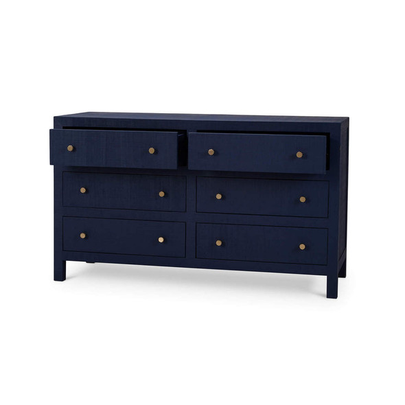 Kagu 6 Drawer Dresser w/ Raffia - Solid Timber Mid-Century Modern style Bedroom furniture