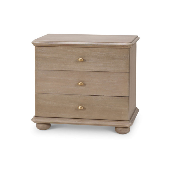 Luna 3 Drawer Bedside Table - Size: 64H x 71W x 46D (cm) - Mid-Century Modern style