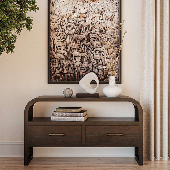 Vannes Console Table w/ 2 Drawers - Solid Timber Mid-Century Modern style Living Room furniture