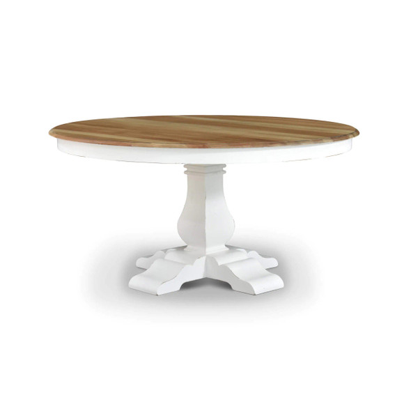 Provincial Round Dining Table 150cm - Architectural White / Fruit Wood - Size: 153H x 153W x 76D (cm) - French Provincial style