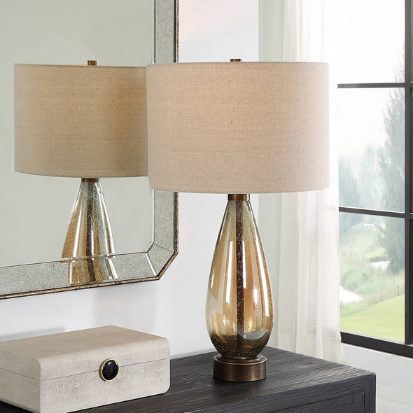 Baltic Teardrop Glass Table Lamp - Size: 74H x 41W x 41D (cm) - Coastal style