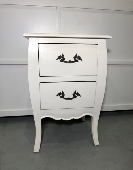 Carina Nightstand Cabinet - White Light Distressed - Solid Timber French Provincial style Bedroom furniture