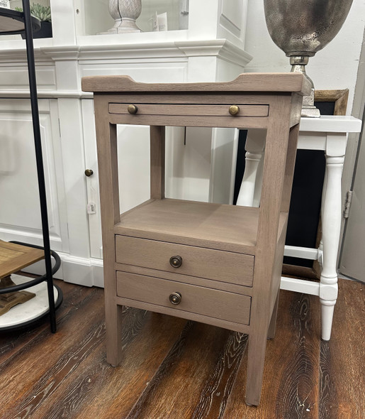 Eton 2 Drawer Side Table w/ Pull Out Shelf - Birch - Size: 42H x 32W x 69D (cm) - Craftsman style