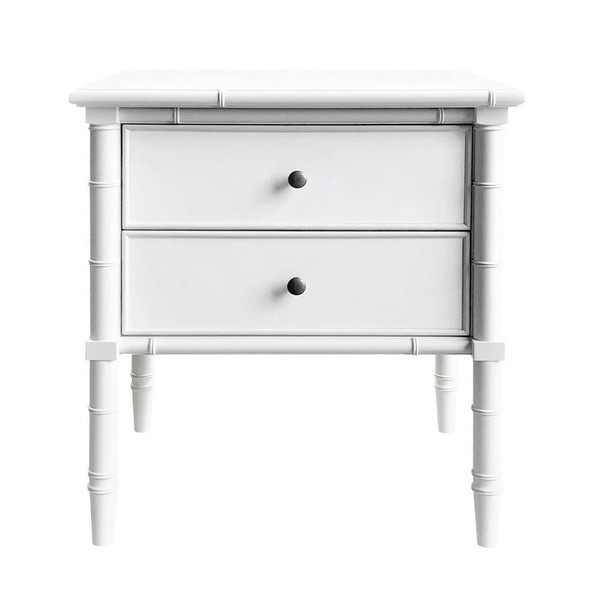 Raffles 2-Drawer Side Table - White Bedroom Furniture - NH1286