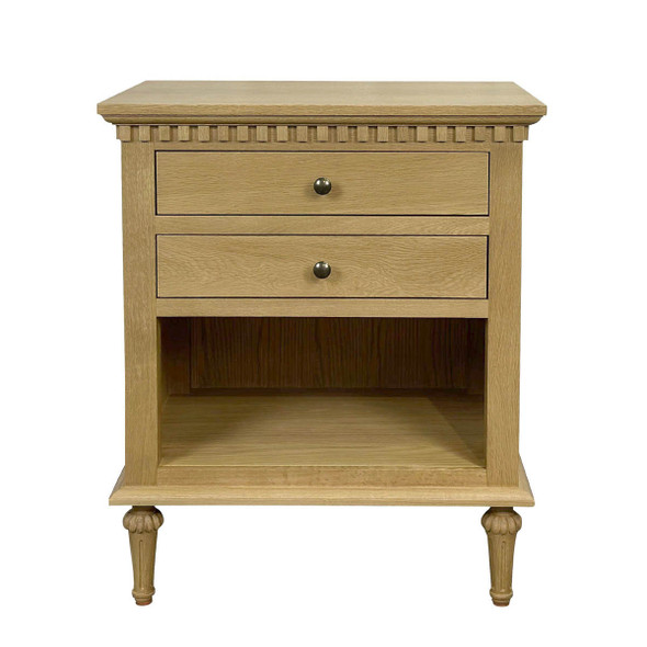 Marie Open Bedside Table - Natural Oak - Hamptons style