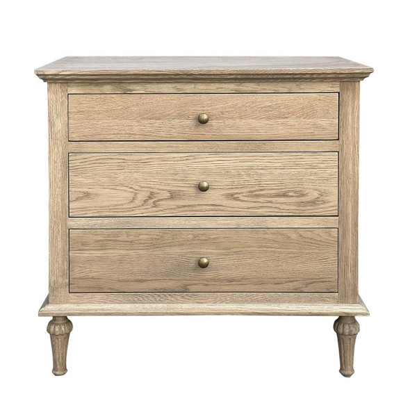 Bordeaux Large Side Table w/ Button Handles - Weathered Oak Bedroom Furniture - HL158-1-105