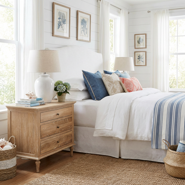 Bordeaux Large Side Table w/ Button Handles - Whitewash Oak - HL158-1#CS