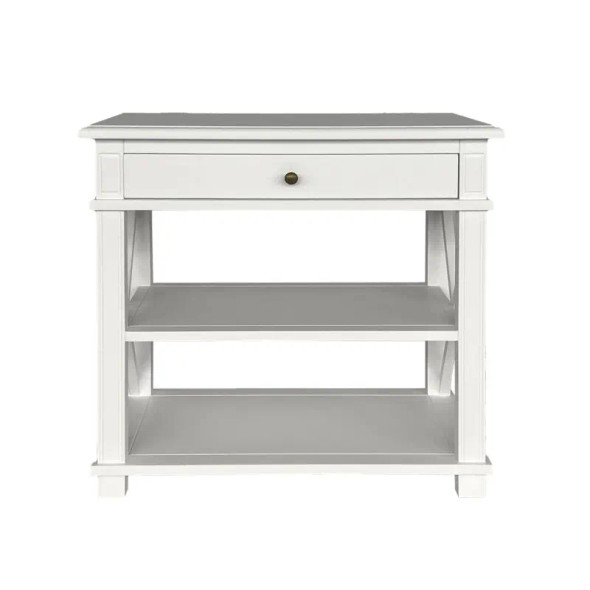 Xavier Large Side Table w/ Shelf - White Bedroom Furniture - HL545-MW