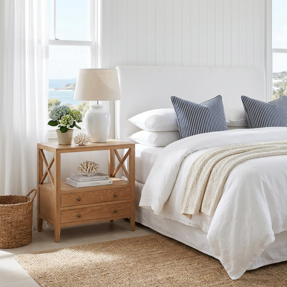 Montauk Large Side Table - Natural Oak - Coastal style
