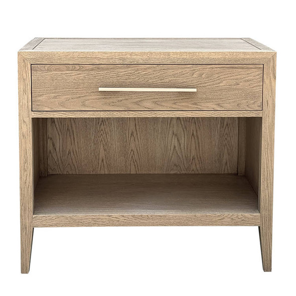 Portland Wide One Drawer Side Table - Weathered Oak Bedroom Furniture - HL625-80