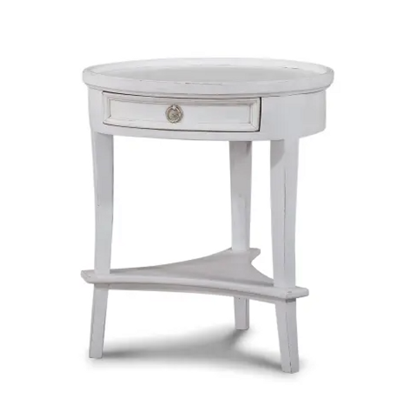 Empire Lamp Table Small - Architectural White Light Distressed - Size: 68H x 50W x 50D (cm) - Traditional style