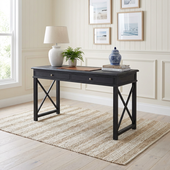 Xavier Desk - Rustic Black - Hamptons style