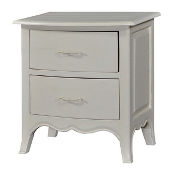 Bow-Front Nightstand Cabinet - White Light Distressed - Size: 68H x 60W x 40D (cm) - Americana style