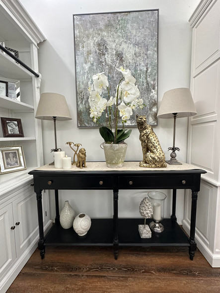 Edwardian 2 Drawer Console Table - Batavia Black - Size: 85H x 150W x 43D (cm) - Edwardian style