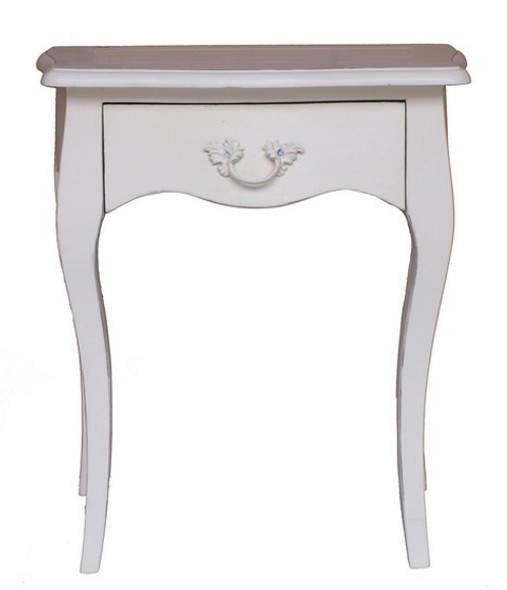 Penelope Lamp Table - White Light Distressed - Size: 62H x 55W x 34D (cm) - French Provincial style